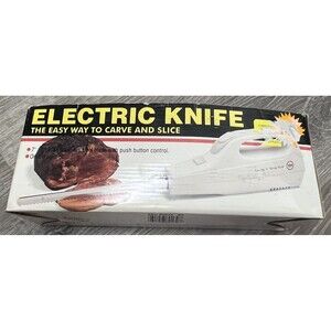 Vintage Woolworth Electric Carving Knife Stainless Steel 2 Blades Original Box